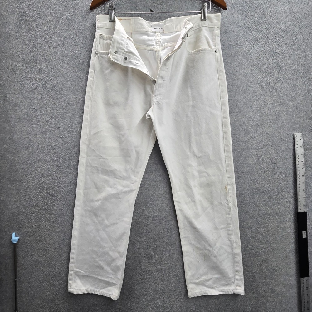 Levi's 501 Men Jeans 33X34 White Denim Original Fit Straight‎ Leg Y2K